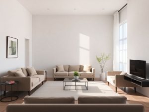 Interior minimalist elegant cu lumina naturală.